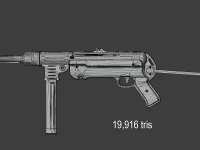 Weapon Maschinenpistole 40 - MP 40 Low-poly 3D model