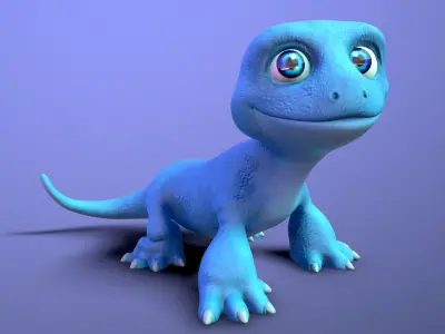 cartoon lizard Low-poly 3D model