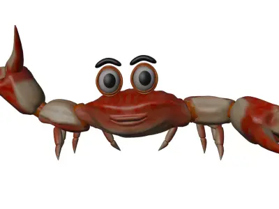 Cute Realist Cartoon Crab Game-Ready and Animated 3D model