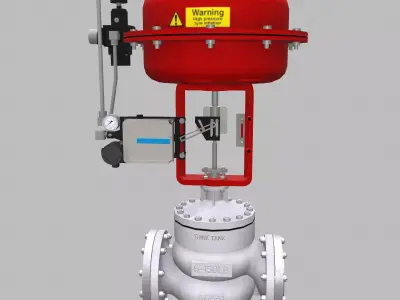 Pneumatic Globe Control Valve Low Poly Low-poly 3D model