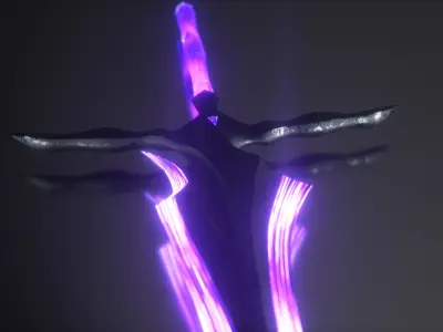 Magical Crystal Sword with Glowing Blade Low-poly 3D model