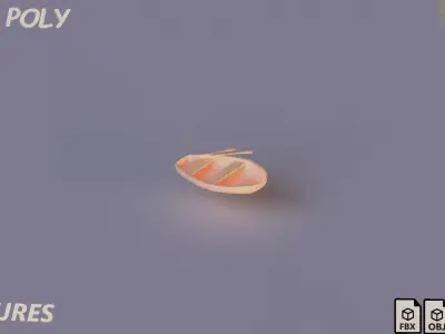 Wooden boat Low-poly 3D model