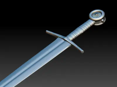 Textured Medieval Sword Low-poly 3D model