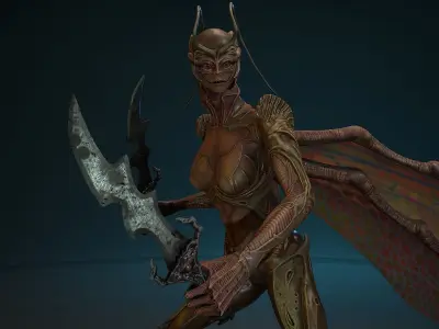 Insect girl Low-poly 3D model