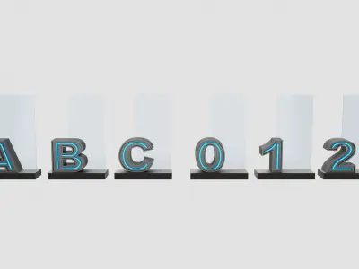 Neon Information Signage 3D model