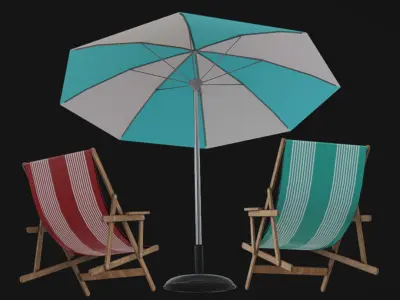 Beach Chairs Low-poly 3D model