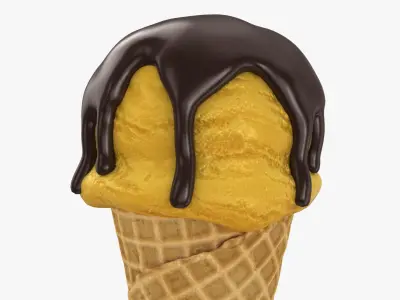 Ice Cream Ball in Waffle Cone 3D model