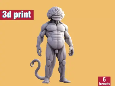 human mutant with a big brain 3D print model