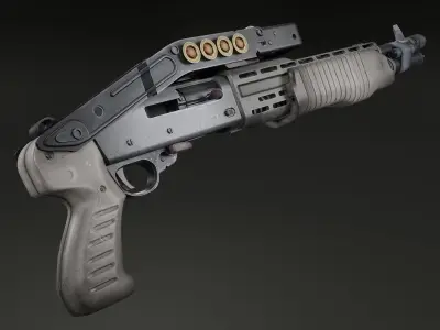 Stylized shotgun Low-poly 3D model order