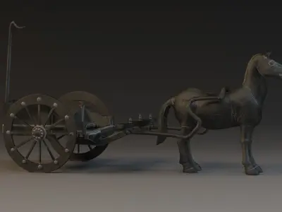 Statue Bronze Horse  sculpture coach equipage mammal 3D model