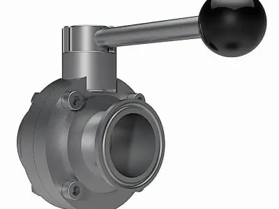 Manual Butterfly Valves - ASME-BPE Tri Clamp Connections - 3D model