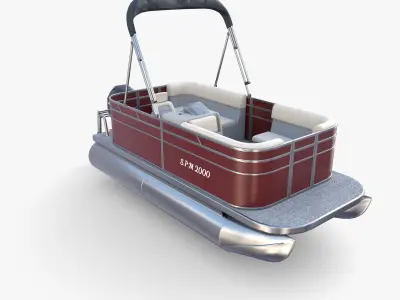 Pontoon Boat v2 3D model