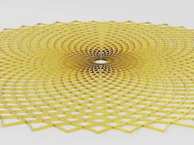 Fibonacci Phyllotaxis Spiral Disc - Gold Metal Low-poly 3D model