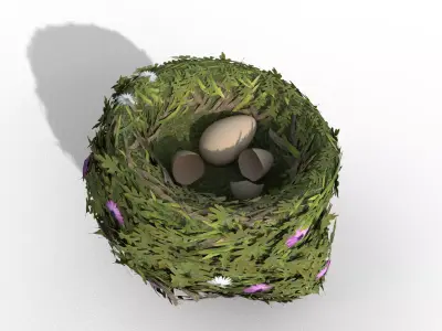 Bird Nest flower Low-poly 3D model