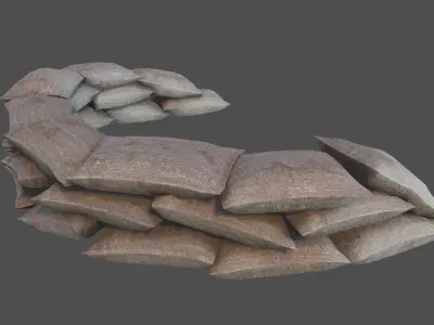 Sandbags Defense PBR Low-poly 3D model