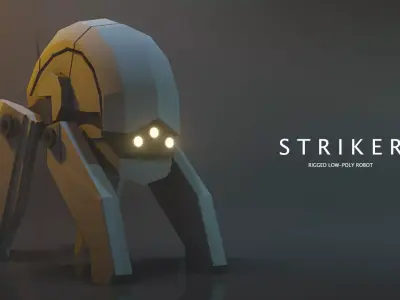 Striker Low-poly Robot rig Free low-poly 3D model
