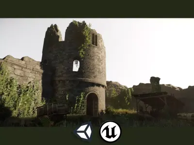 Castle Ruins - PBR Destroyed Castle Parts Low-poly 3D model
