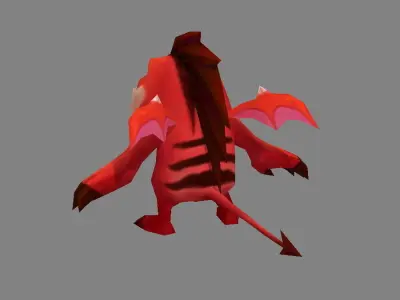 Cartoon Fire Dragon Monster - Baby Dragon Demon Low-poly 3D model