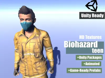 Biohazard Teen - animated rigged Teen Low-poly 3D model