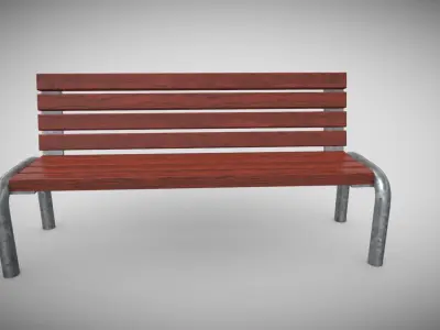 Ourdoor Bench Low-poly 3D model
