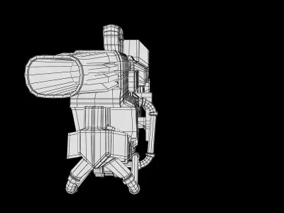 Sci fi big gun for robot mecha Low-poly 3D model