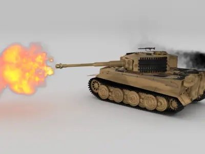 Fully built Panzer Tiger Tank Late 1944 v2 Firing 3D model