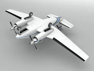 Beechcraft King Air 90 Aircraft Low-poly 3D model
