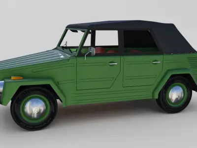 VW Type 181 with interior top up Low-poly 3D model
