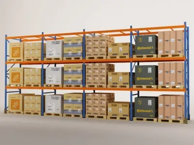 Warehouse Rack Storage 07 3D model