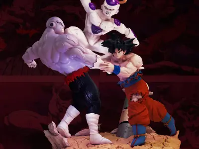 DBS Goku and Frieza vs Jiren 3D print model