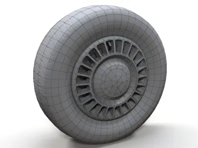 90s sedan wheel PBR Low-poly 3D model