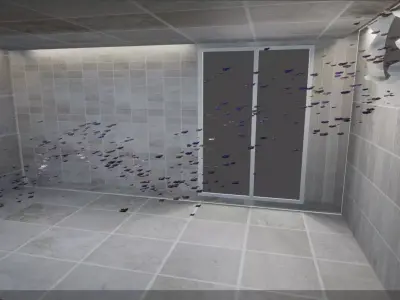 Butterflies bathroom in woods Low-poly 3D model