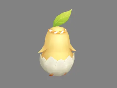Cartoon new born chick - newborn bird Low-poly 3D model