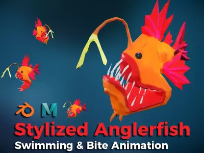 Stylized Anglerfish Free low-poly 3D model
