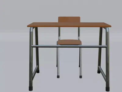 school desk and chair Low-poly 3D model