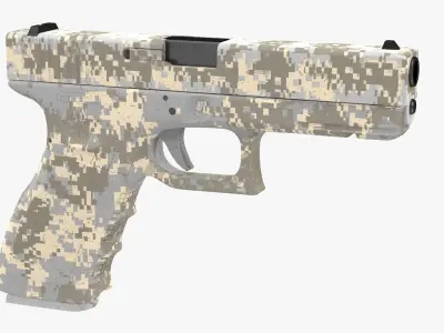 Glock 17 Camouflage Grey Low-poly 3D model
