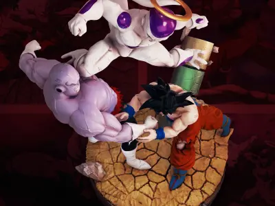 DBS Goku and Frieza vs Jiren 3D print model