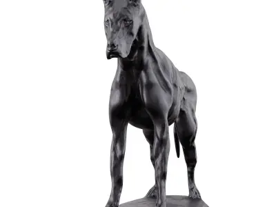 Black Doberman Dog Statue Low-poly 3D model