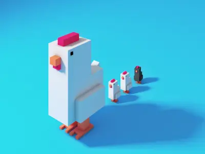 Cute Lil Chicks Free low-poly 3D model