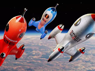  Stylized Rocket Toy Low-poly 3D model