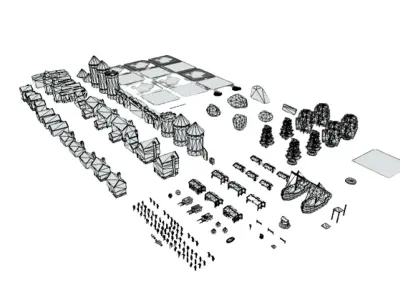 medieval city low-poly 3D model purchase