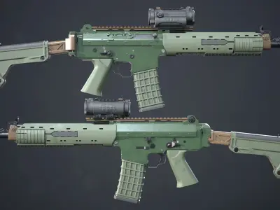 PBR Swedish Ak5C and Aimpoint CS Low-poly 3D model
