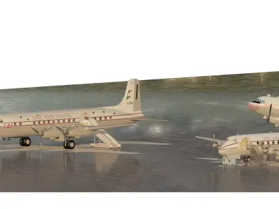 Douglas DC 3 DC-6B Convair 340 and Vickers Viscount 1940s -1950s 3D model