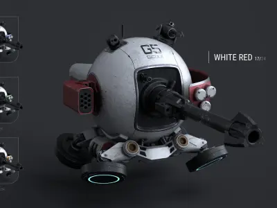 Sphere Drone plus props 24 textures sets Low-poly 3D model