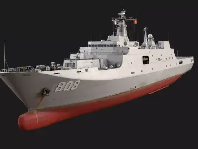 Type Yuzhao class Landing Ship Dock GameReady PBR Low-poly 3D model