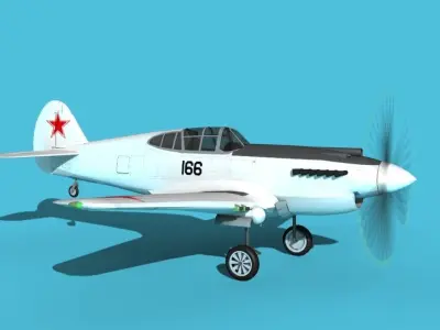 Curtiss P-40B Tomahawk V14 Soviet Union 3D model