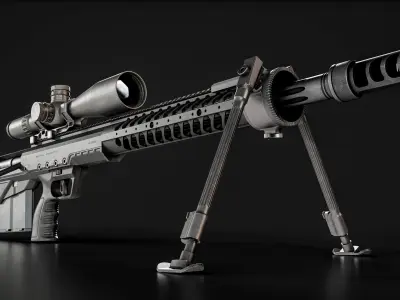 Desert Tech HTI Sniper Rifle Low-poly 3D model