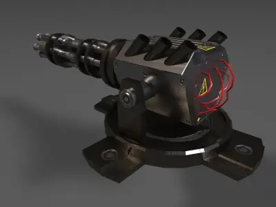 Gatling Gun - Spaceship Gun Textured Low-poly 3D model