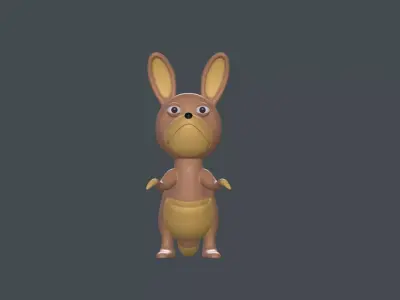 Kangaroo cartoon model Low-poly 3D model
