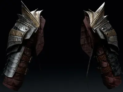  Female Knight Shoulder Armor Set MidPoly 3D model